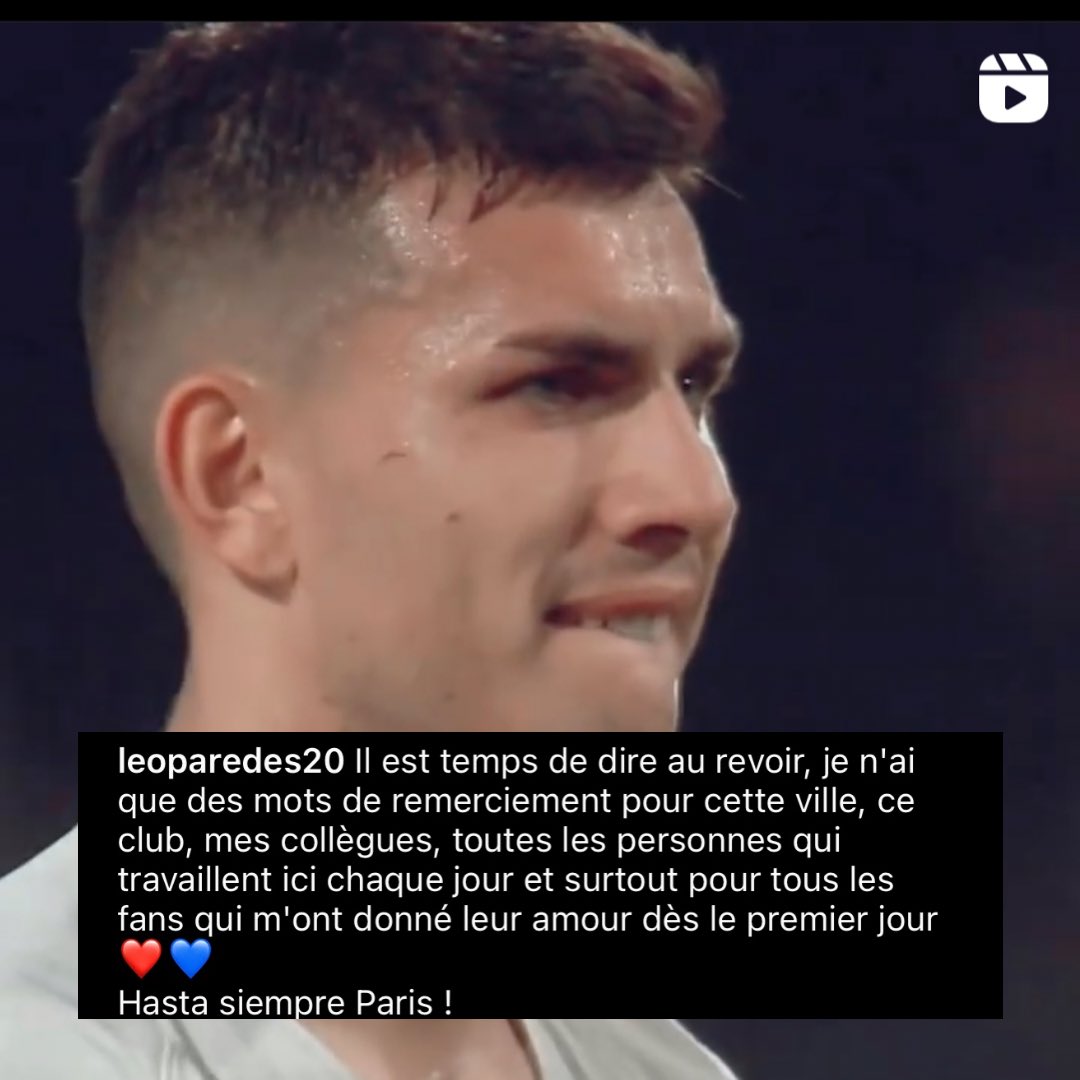 📲 Le message de remerciement de Leandro Paredes aux supporters parisiens. 🥲