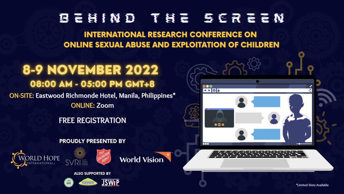 worldhopeorg's tweet image. Event reservation is now open! 🚨Whether you are onsite in the #Philippines or want to join via, our Behind the Screen conference about #OSAEC is now available for sign-up. 

Tap to learn more: us02web.zoom.us/meeting/regist…