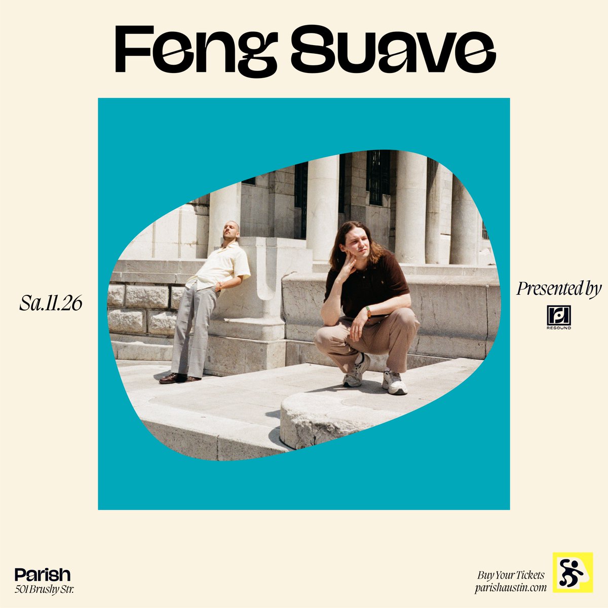 Get ready to GROOVE @resoundpresents is bringing Dutch songwriter and producer duo @fengsuave to Parish on Nov 26th! Set those alarms, tickets go on sale Friday @10am 🌻