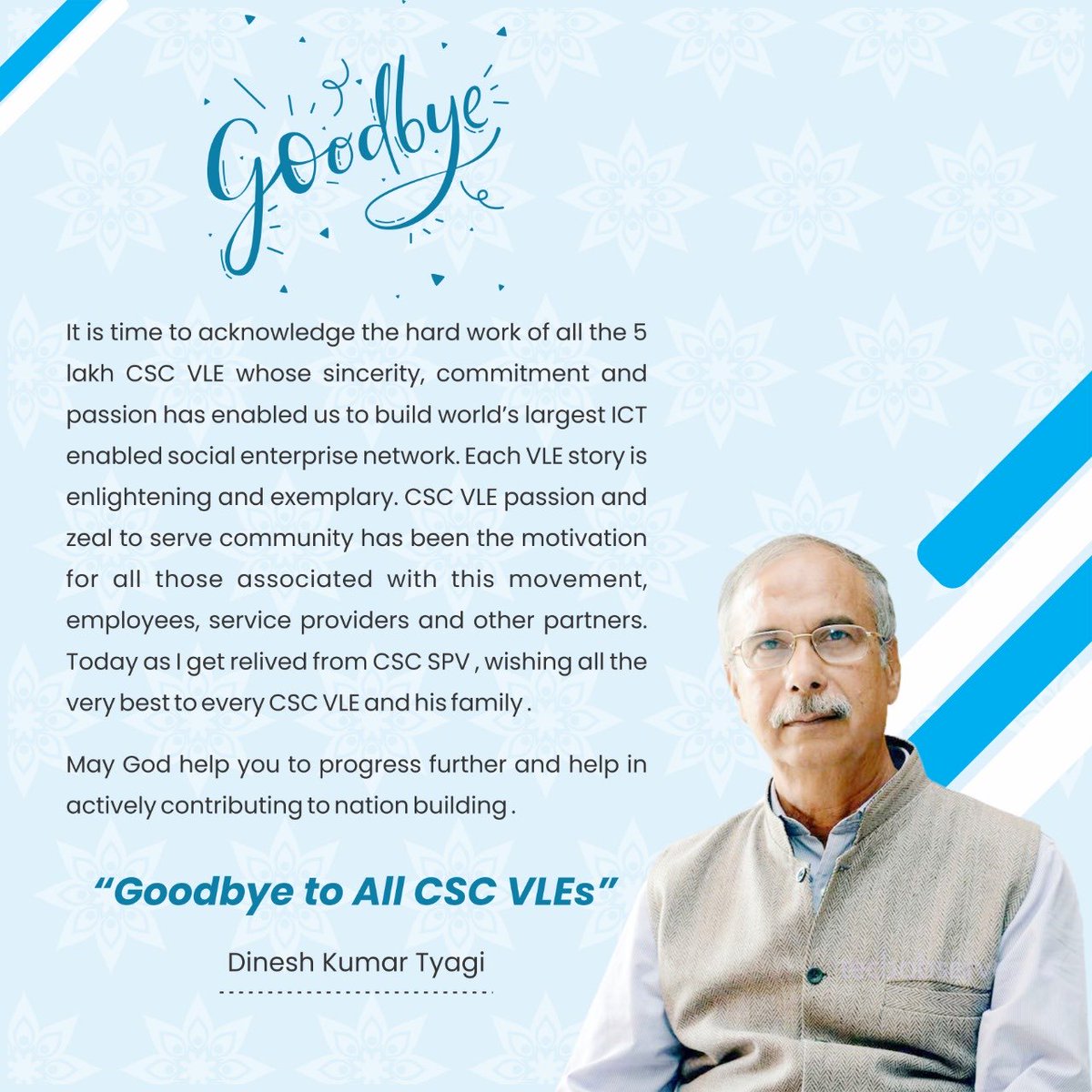 Imranhussaincsc's tweet photo. One Demand #ComeBackDrTyagi sir @dintya15 @CSCegov_ @PMOIndia @ceo_csc @Pdcpoint https://t.co/6vzoFvpKec