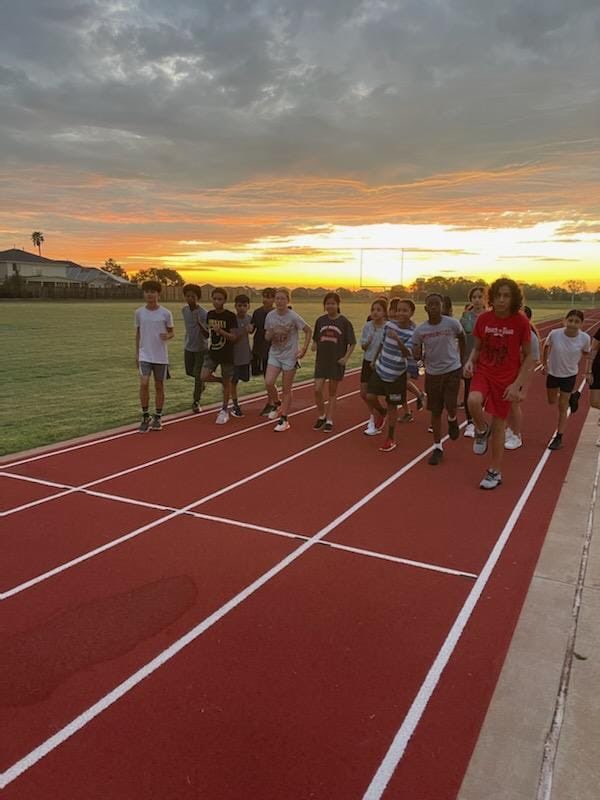 Early morning Cross Country at TMS. Beautiful sunrise and weather. “Let’s go Patriots”!!!!