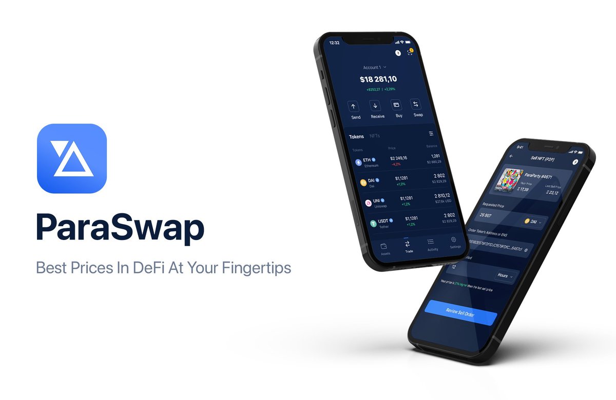VeloraDEX's tweet photo. We're excited to announce that ParaSwap Wallet is now available on the 🍎 App Store 📱

ParaSwap is the first DEX aggregator to launch a mobile app with a native #NFT trading experience 🔥 

Try it https://t.co/7qq5Zq5kcP

&amp; let us know what ya think 🤙 https://t.co/eeInpCE8Id
