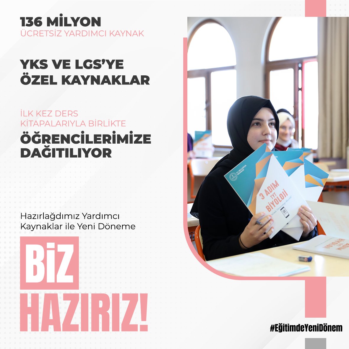dag_hatip's tweet photo. Yardımcı kaynak sorunu kökten çözüldü. Ders kitaplarıyla birlikte artık tüm yardımcı kaynaklar öğrencilere ücretsiz dağıtılacak. 

📍Biz Hazırız
@mahmutdemirttas
@kalisli6153
@Murat69_Demir
@aydiner_sah https://t.co/pWa4TEuhes