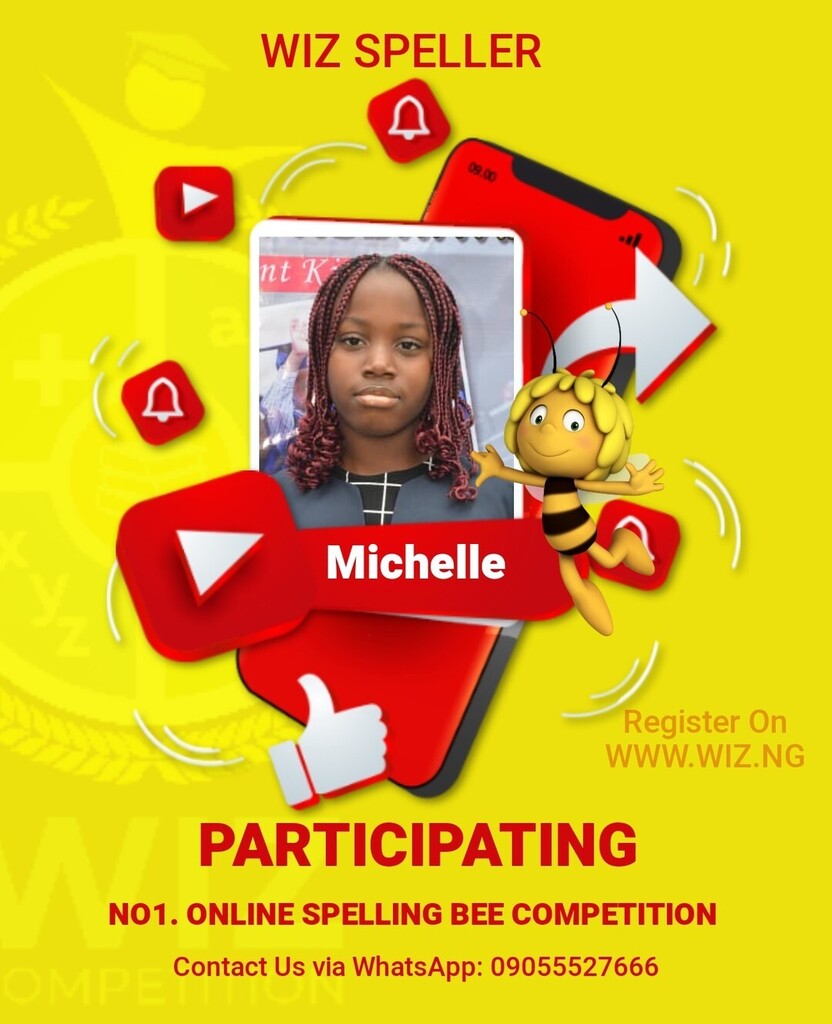 WIZ SPELLING BEE COMPETITION 🐝 2022

Opportunity to challenge your child

Bringing Out The GREATNESS in your children

Positive Engagement
Enroll them on something positive like Wiz, something that will keep them busy and motivate them to develop a k… instagr.am/p/Ch7nVDOtIq_/