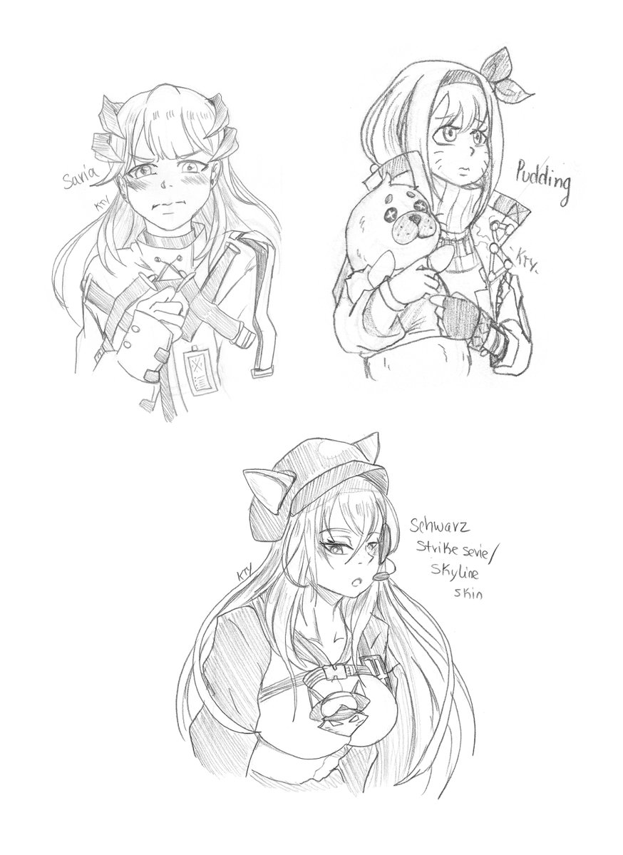 KTY_draws's tweet photo. Hello! Here's another batch of sketches (83/100). We have Saria, Pudding, Schwarz (skyline skin) and Ceylon.
.
.
.
#Arknight #Operators #daily #sketch #saria #pudding #schwarz #ceylon #100operatorschallenge #dailysketch #kty https://t.co/42doNwS0dw