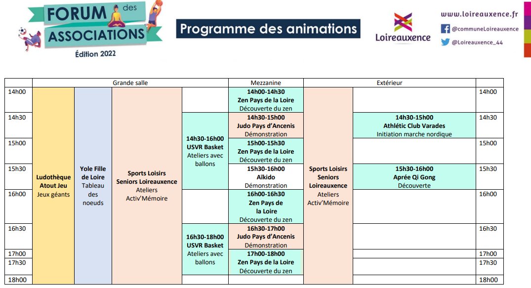 RvSebasti1's tweet photo. Rendez-vous samedi après-midi à la salle de la Prée Baron à #Belligné pour le Forum des associations de @Loireauxence_44 ! 😀
Un grand merci aux plus de 30 associations présentes. N'hésitez pas à venir découvrir certaines activités proposées : basket, aïkido, Qi Gong... https://t.co/bu396vPUcz