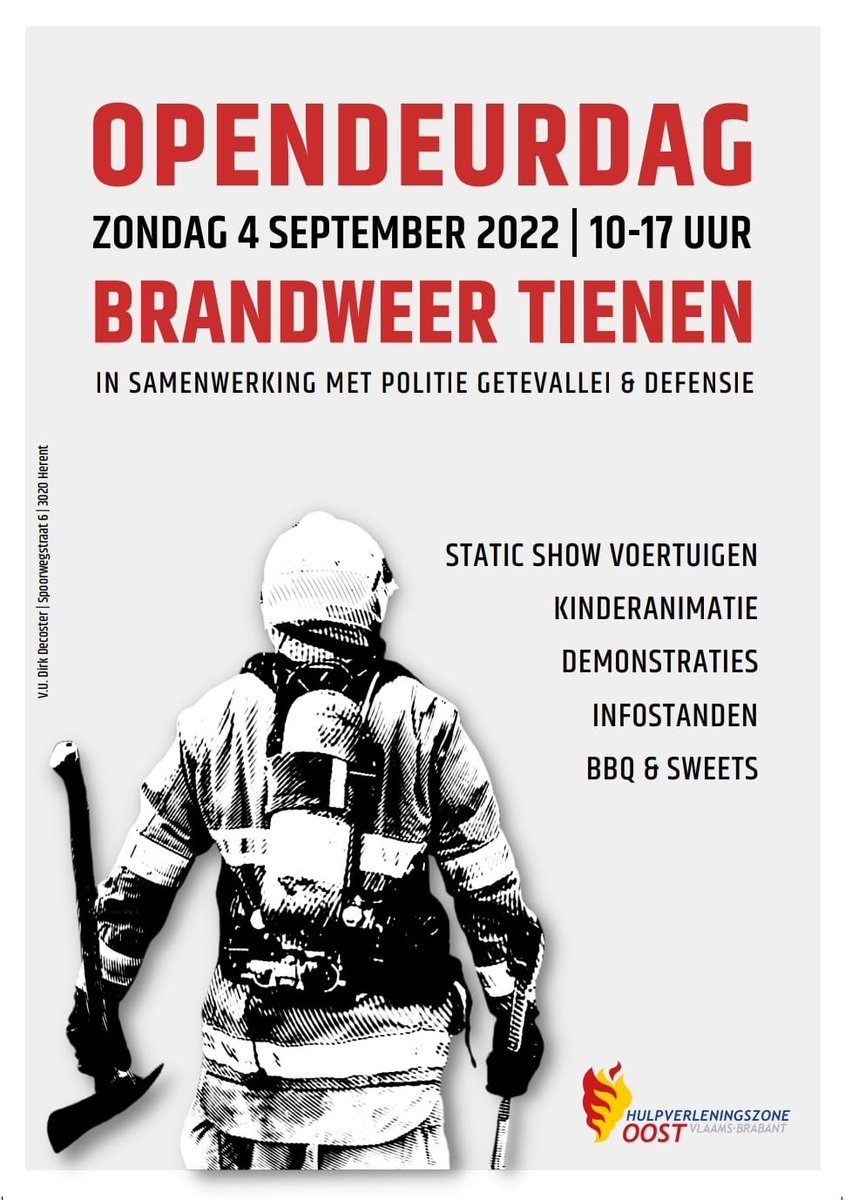 Wil jij onze lokale helden in actie zien? Nu zondag 04/09 is het opendeur bij brandweer #Tienen met demo's, rondritten en BBQ 😋   #thuisintienen