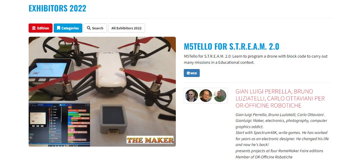 glperrella's tweet photo. Yeah we meet @MakerFaireRome with our #STEM project M5Tello for S.T.R.E.A.M @M5Stack @DJIGlobal #drones #mfr2022 @Crolt01 @OfficineRobotic https://t.co/HwtjUgwXS3