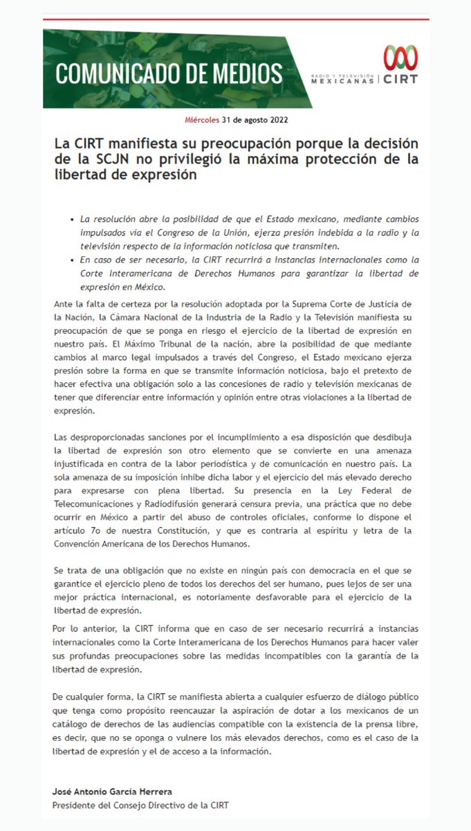 Cámara Nacional de la Industria de Radio y TV (@cirtmx) on Twitter photo 