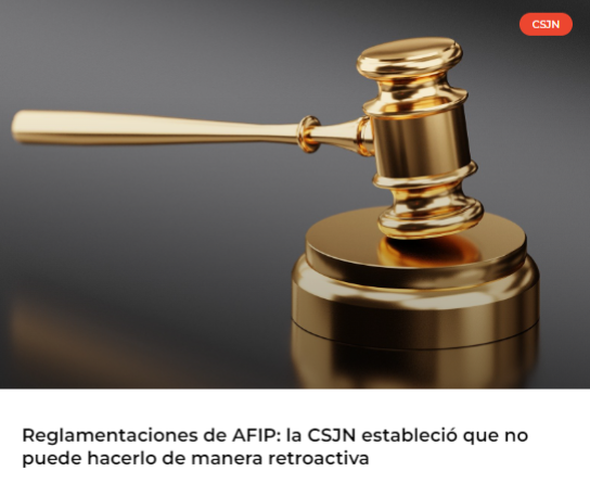 Reglamentaciones de AFIP: la CSJN estableció que no puede hacerlo de manera retroactiva

#Jurisprudencia #impuestos #sentencias #tributos

legaltaxargentina.com.ar/reglamentacion…