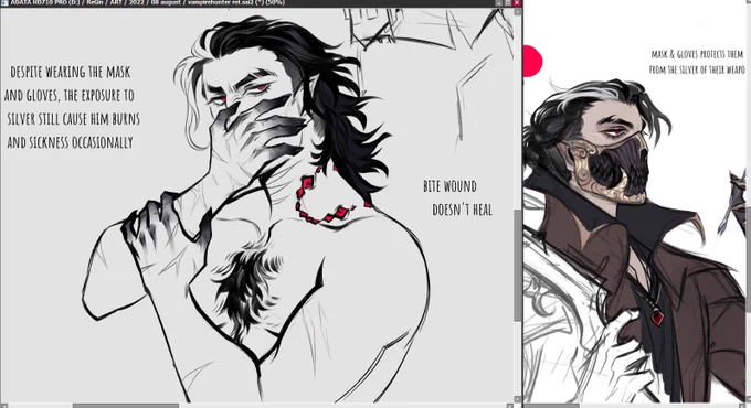 Hair down n scars 👀!! thinking his face is only revealed when turning into the werewolf, otherwise always hidden for a reason or another
(current offer is $870) 