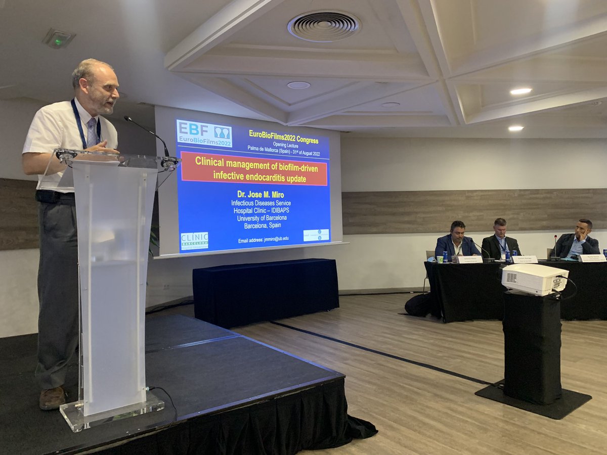 Eurobiofilms2022 (@ebf2022) on Twitter photo Starting with a lot of energy at the opening of the #EBF!Welcome ceremony by <a href="/aoliverp73/">Antonio Oliver</a> <a href="/ramage_gordon/">Gordon Ramage</a> and <a href="/nachogpineda/">Nacho Garcia Pineda</a>, a reminder of special issue of <a href="/BiofilmJournal/">Biofilm Journal</a> by <a href="/tcoenye/">Tom Coenye</a> and a fantastic conference by Dr. J.M. Miró about biofilm-driven infective endocarditis. Starting with a lot of energy at the opening of the #EBF!Welcome ceremony by <a href="/aoliverp73/">Antonio Oliver</a> <a href="/ramage_gordon/">Gordon Ramage</a> and <a href="/nachogpineda/">Nacho Garcia Pineda</a>, a reminder of special issue of <a href="/BiofilmJournal/">Biofilm Journal</a> by <a href="/tcoenye/">Tom Coenye</a> and a fantastic conference by Dr. J.M. Miró about biofilm-driven infective endocarditis.