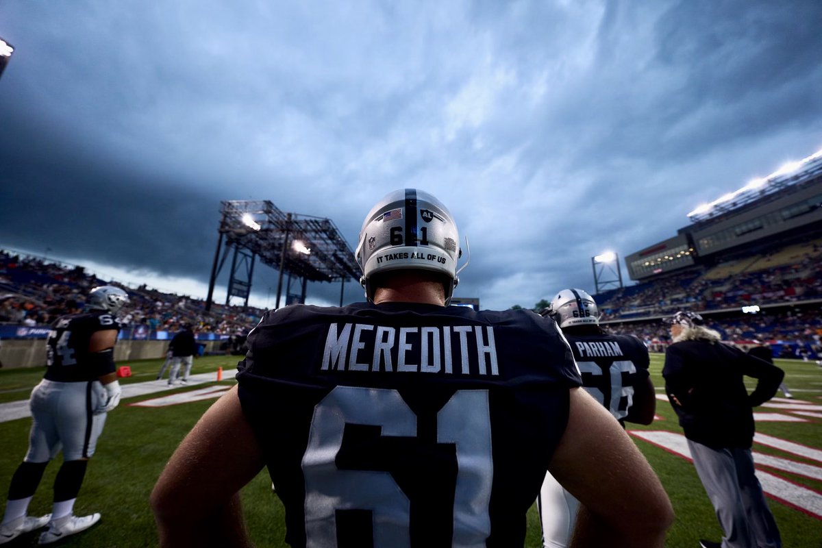 Congratulations to Jordan Meredith for making the <a href="/Raiders/">Las Vegas Raiders</a> practice squad and for officially being on a NFL roster. 🙏🏾🏈