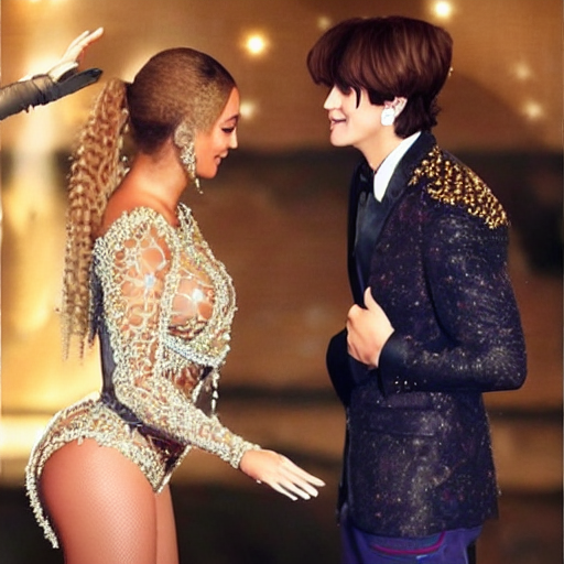 Detailed depiction of beyoncé wishing jungkook from bts a happy birthday in person  