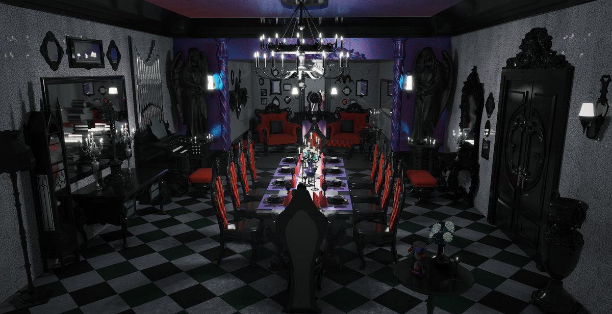 Gothic Dining Room via <a href="/artstationhq/">ArtStation.com</a> artstation.com/artwork/B30zBl 
#Goth #Gothic #ROOM