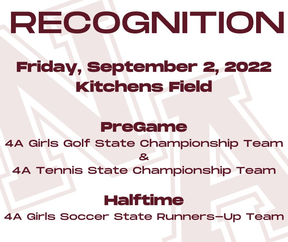 naschoolupdates's tweet photo. Join us Friday night at Kitchens Field for the first home football game! It will be a special night as we honor the successes of our teams and student athletes from the 2021-2022 school year. https://t.co/WLItn21UXg