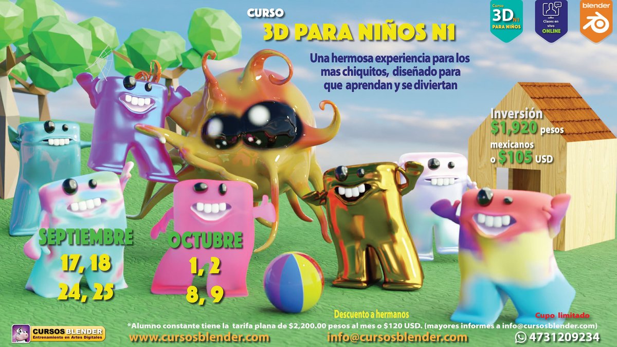 casyopea's tweet image. 3D para niños N1, invierte en educación de calidad, aprenderán a modelar en 3D, crear monstruos, pintar, animar  etc 
#b3d #Blender3D #CursosBlender
Iniciamos Sábado 17 de Septiembre ,  no  se requiere experiencia previa.

cursosblender.com/2022/08/31/3d-…