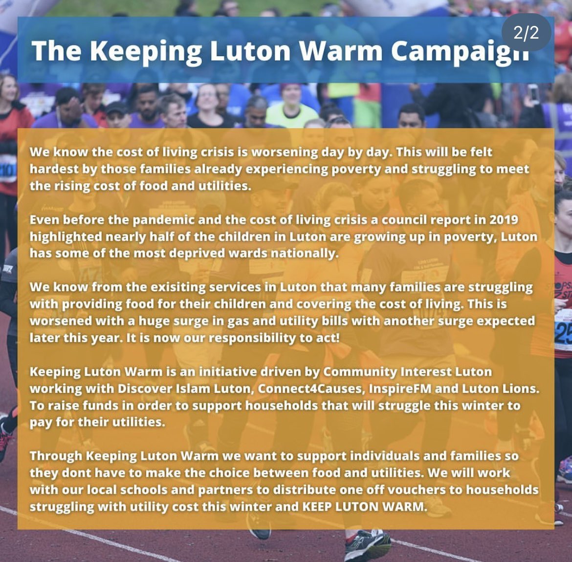 connect4causes_'s tweet photo. We’re super excited to be partnering with @CILuton this October for the Love Luton Run Fest in support of the Keeping Luton Warm Campaign 🤩.

You can sprint, jog or walk but we know together we can form a team and KEEP LUTON WARM this winter! 💙💙

DM us now to join! https://t.co/9Mu7hR6PZM