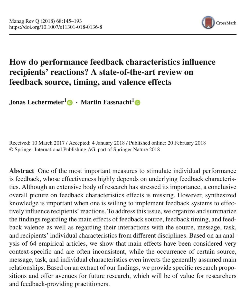 Kill the feedback “sandwich” 🥪!

The sandwich (start with something positive, then the negative, then something positive) is bad: it backfires - not changing incorrect behavior while also upsetting the recipient.

Don’t manipulate, here are feedback tips: hbr.org/tip/2019/11/fe…