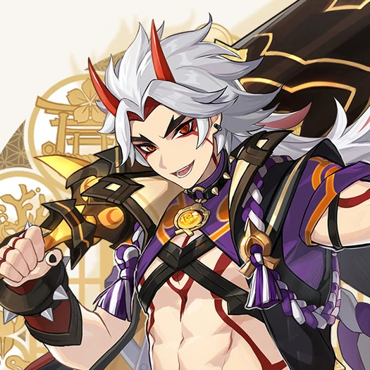 GenshinAnything's tweet photo. Itto is what I would describe as evil and fucked up. https://t.co/5oY0IUaczA