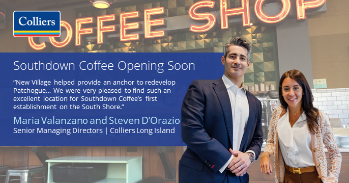 Colliers_NYC's tweet photo. Southdown Coffee will be making lots of coffee ☕ in their new 2,126 SF Patchogue space. Colliers' brokers Maria Valanzano and Steven D’Orazio represented both tenant and landlord Tritec. Read more: https://t.co/6wonus4ZA7
#collierstristate #collierslongisland #retailleasing https://t.co/nhyckWzRMT