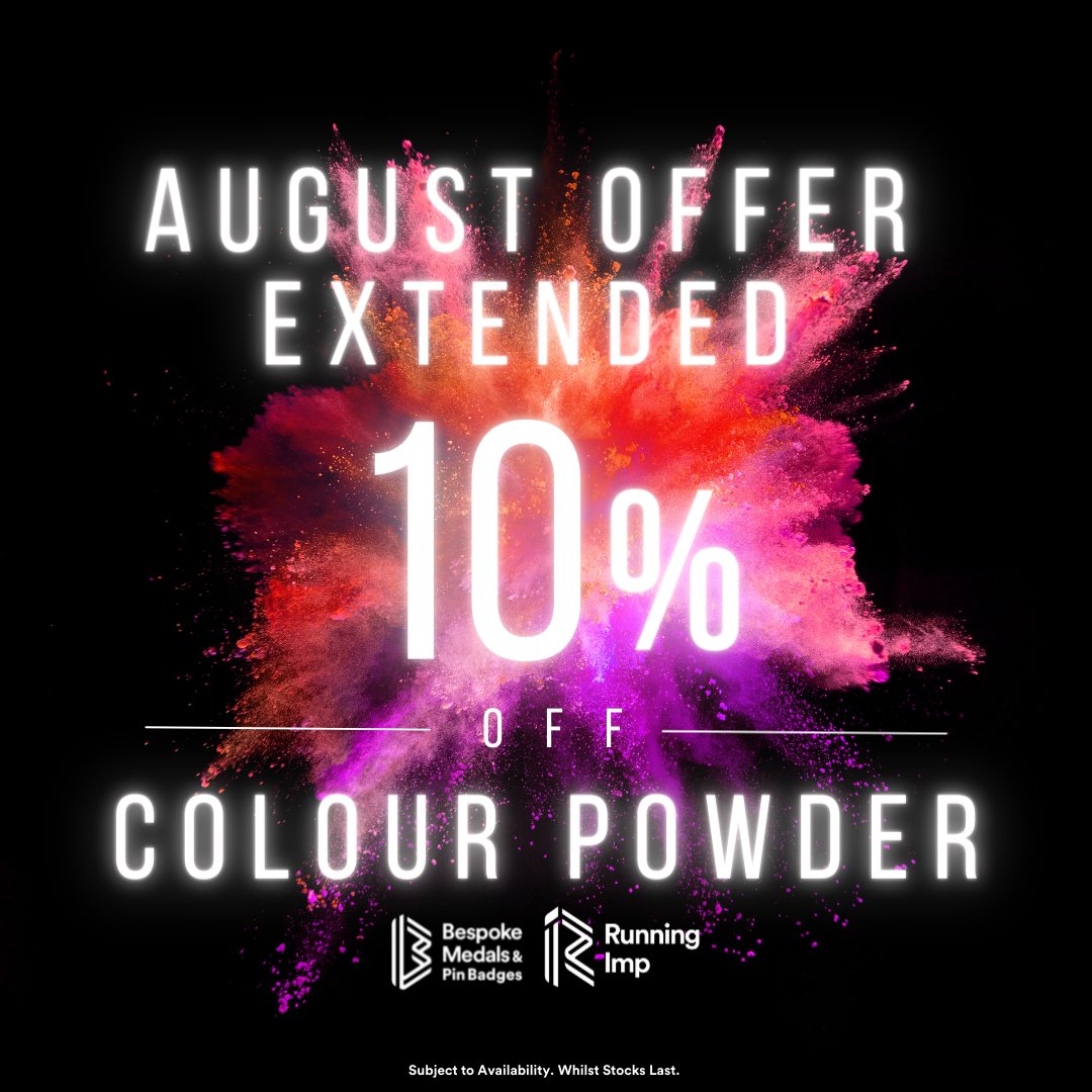 runningimp's tweet photo. August Offer Extended! Take 10% Off ALL Colour Powder! (Whilst Stocks Last) 💥
To shop our Colour Powder range click here 👉 https://t.co/ReeDq8zg6b
#runningimp #colourruns #colourevents #colourpowder https://t.co/PmPsnGdggG