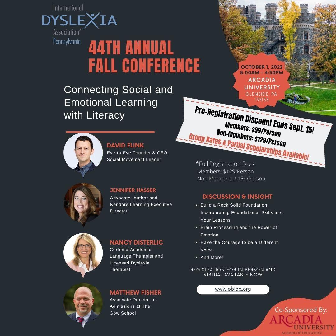 pabranchida's tweet photo. The PBIDA Fall Conference Pre-Registration Discount Deadline is September 15th! 
To register, please visit https://t.co/K61iFCiF0m
#dyslexia #fallconference #pbida #pbidaconference https://t.co/9qBkDl0c2r