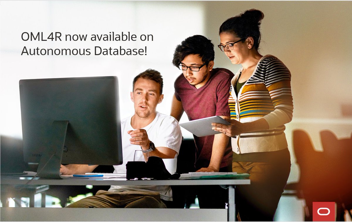 OracleDatabase's tweet image. Oracle Machine Learning for R (OML4R) is now available on Oracle Autonomous
Database! Use familiar R syntax while leveraging the database as a high-performance
compute engine for #MachineLearning exploration, transformation, and modeling: social.ora.cl/6010MJM0s #Rstats