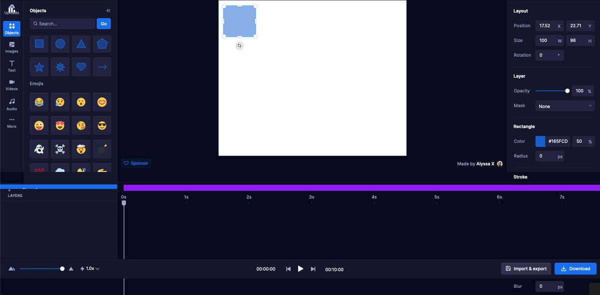 ograbek's tweet photo. @alyssaxuu I tried to use it. I couldn't find easing functions and UI is broken when selecting an object. However, it looks promising :) https://t.co/OpJcLnqeZN