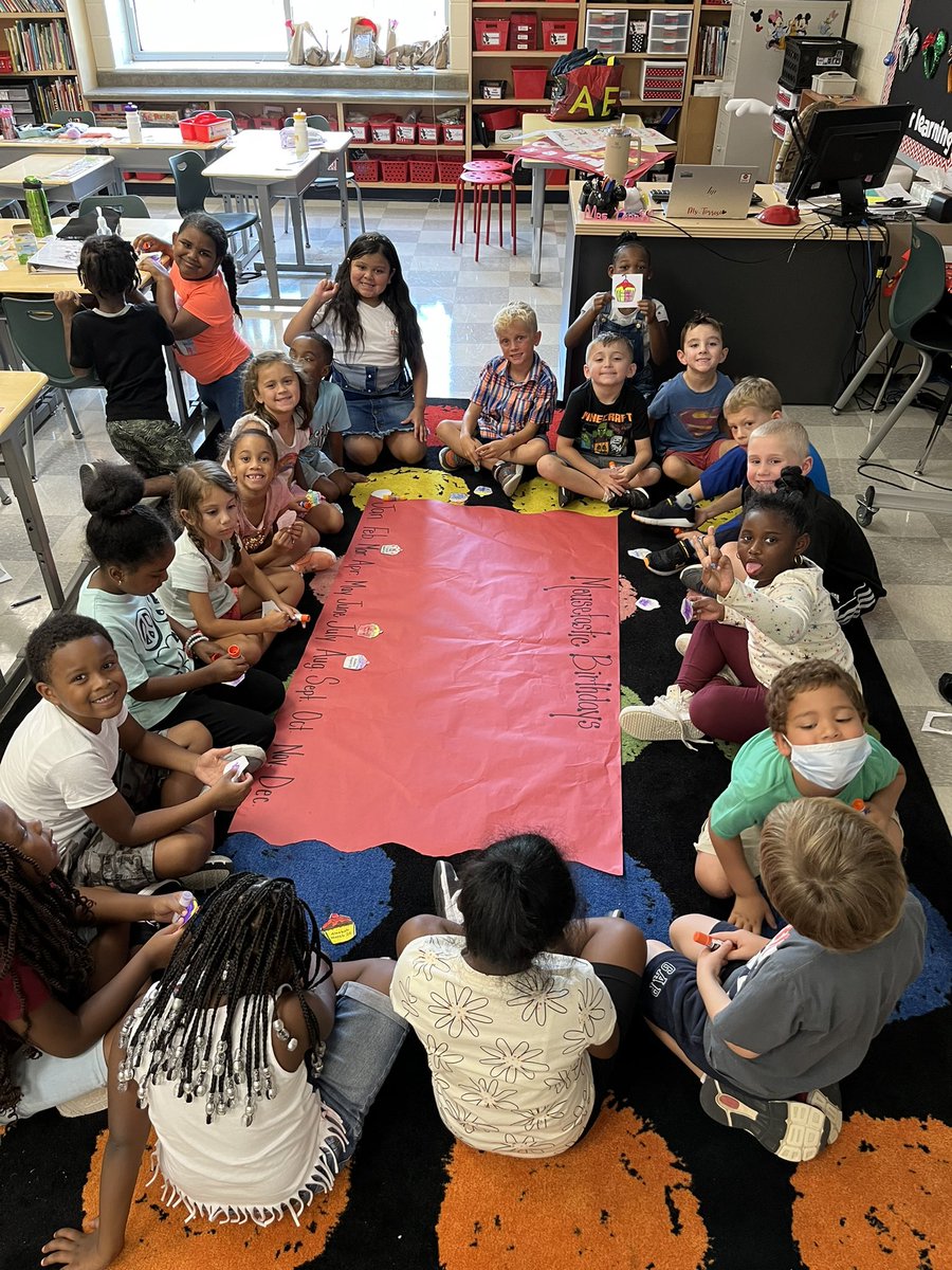 MrsTsClubhouse's tweet photo. Doing some math birthday pictograph work on our comfy cozy rug! 🎂🥳 #firstiefun @VincentFarmBCPS https://t.co/BteMashSRX