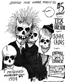 deathrockdotcom's tweet image. On this day in 1984: 45 Grave with Tex and the Horseheads @ Fender's Ballroom, Long Beach, California 
#vintagepunkflyers #deathrock #cowpunk #fendersballroom #1984