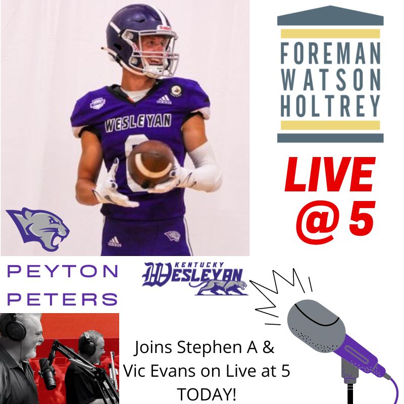1027TheGame's tweet photo. It's Wesleyan Wednesday on #LA5OWB BTYB @fwhlegal as @kwc_football star @PeytonPeters_ joins the show to preview KWC's opening game this weekend at Northwood (Michigan)!
⏰ 5pm
📻 102.7 fm
📱 Owensboro Radio App
💻 https://t.co/elgOekwpL1 https://t.co/FaoMZ7Ni7g