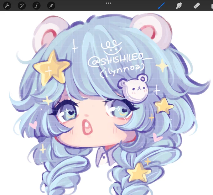 ลองวาดน้องบลูแบบตาแป๋วๆงี้ น้อนน  
