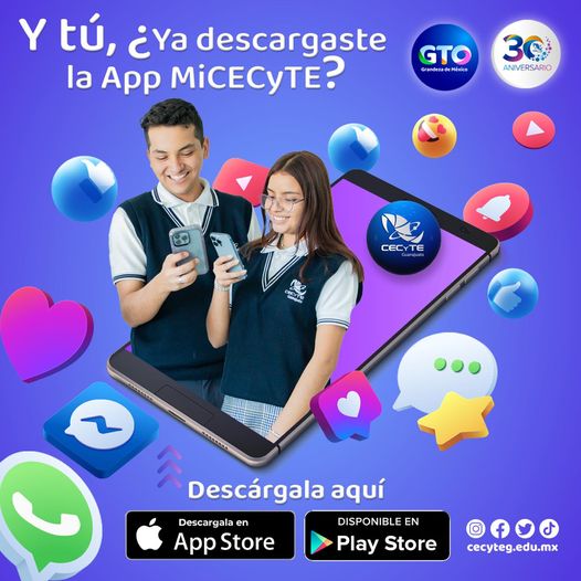 CecytegLeon's tweet photo. ¡Comunidad CECyTE Guanajuato! 😲

¿Ya cuentas con la App MiCECyTE? 📱🤔
Con ella podrás enterarte y conocer más de tu Colegio. 👀
¿Qué esperas? 🙌🏻
#Cecyte30AñosConGto https://t.co/DUzvg4E38j