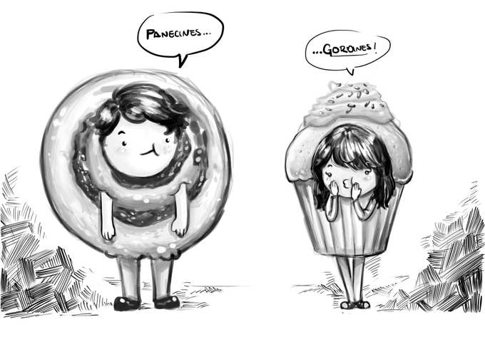 .@FJ_Santoyo and I have been together for 9 years now and I couldn't ask for a better partner and puppy daddy 🌟💖 These are us in pan dulce costumes drawn by Paco back in 2013 