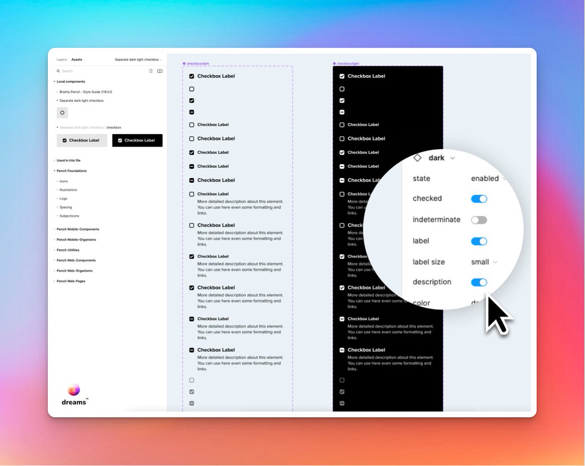 coderitual's tweet image. Here’s a new set of checkbox variants generated directly from code to @figma (100+ variants)

After 2 months of hard work I almost gave up 😂but somehow I implemented an advanced layout engine in dreams. Now I&apos;m waiting for initial feedback from my lovely ds designer, keep🤞!!!