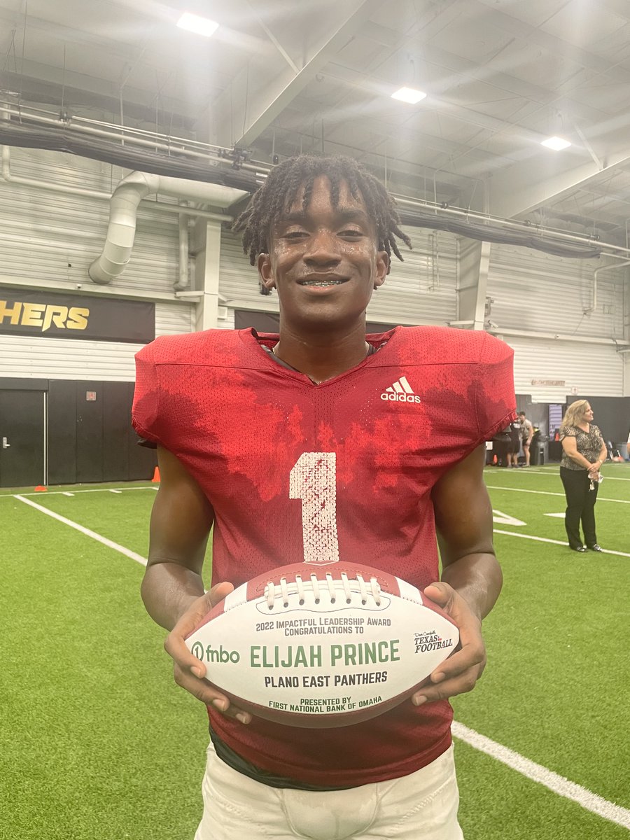 Congrats to <a href="/PlanoEastFB/">Plano East Football</a>'s Elijah Prince for being a DCTF Impactful Leadership Award recipient presented by <a href="/fnbo/">FNBO</a>!

texasfootball.com/impactful-lead… | #txhsfb #DCTF 

<a href="/EastPanthers1/">Plano East Senior High School Panthers</a> @Qb_Prince_15 <a href="/PESHsports/">Plano East Sports</a> <a href="/tonybenedetto19/">Tony Benedetto</a> <a href="/PESH_Athletics/">Plano East Panthers</a>