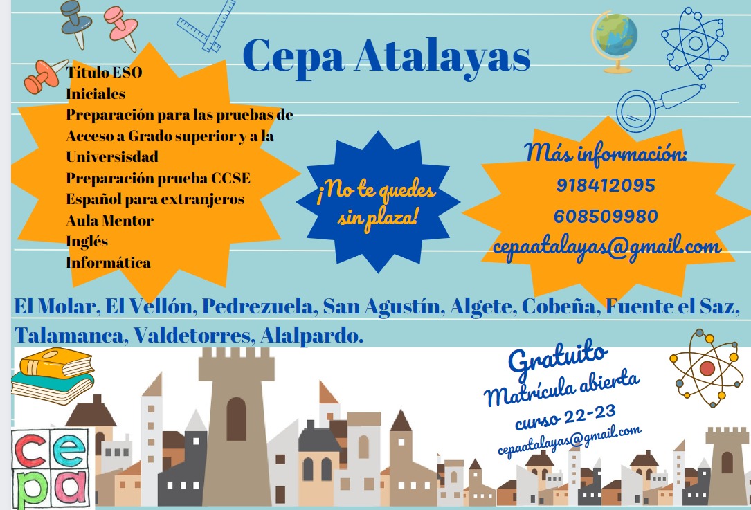 Anímate, aprende, disfruta, alcanza objetivos...en el CEPA ATALAYAS. Empezamos!!