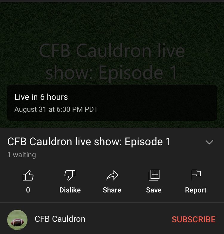CFBcauldron's tweet photo. Excited to announce that we are having our first ever live show tonight! Excited to chat about the season, make sure to stop in. Show starts at 9pm eastern https://t.co/1YAnatBshs https://t.co/f7UuwCtfJH