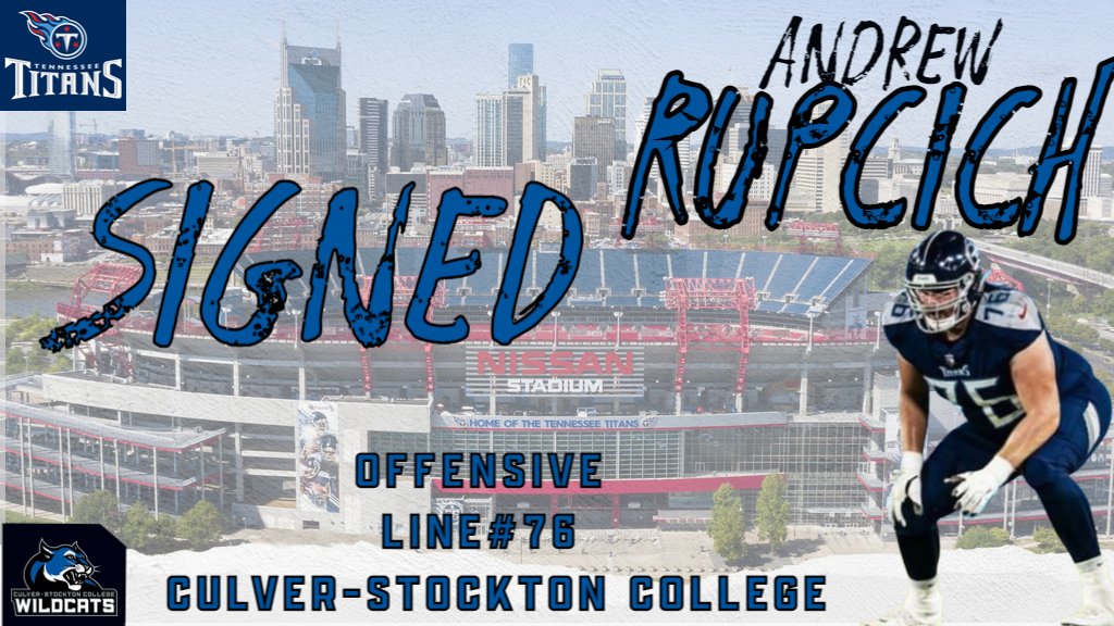 Culver Football (@cscwildcatsfb) on Twitter photo Congratulations To <a href="/rupcich_andrew/">Andrew Rupcich</a> On Signing With The <a href="/Titans/">Tennessee Titans</a>! The Only Offensive Lineman In The <a href="/NAIAFBALL/">NAIAFBALL</a> To Sign With An <a href="/NFL/">NFL</a> Team! Rupe, Your Wildcat Family Is So Proud Of You!!
#GoWild #Family #TitanUp Congratulations To <a href="/rupcich_andrew/">Andrew Rupcich</a> On Signing With The <a href="/Titans/">Tennessee Titans</a>! The Only Offensive Lineman In The <a href="/NAIAFBALL/">NAIAFBALL</a> To Sign With An <a href="/NFL/">NFL</a> Team! Rupe, Your Wildcat Family Is So Proud Of You!!
#GoWild #Family #TitanUp