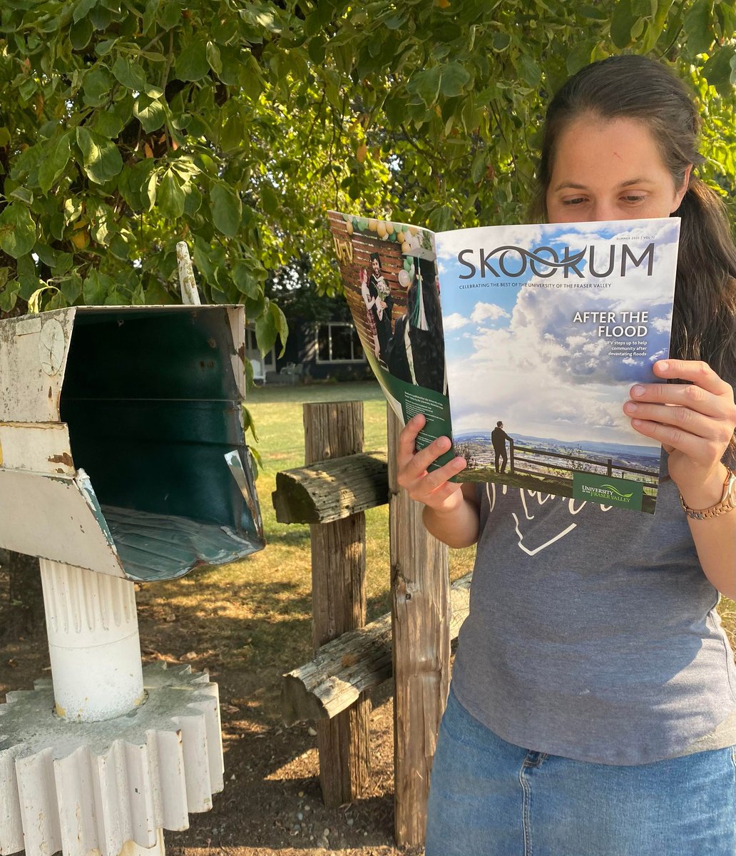Coming soon to a mailbox near you, <a href="/UFValumni/">UFV Alumni</a>: the 2022 edition of UFV's Skookum magazine. Recent Bachelor of Integrated Studies degree grad Larissa checks out an advance copy. <a href="/UFVIGS/">UFV Integrated and General Studies</a>