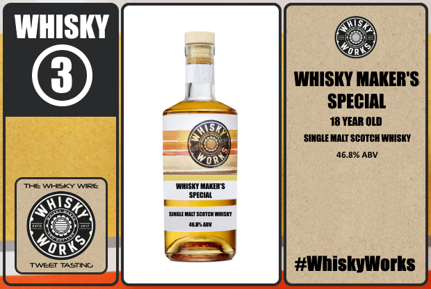 TheWhiskyWire's tweet photo. Right #DramFam It’s time to move onto our third drop of dramspankage: @WhiskyWorksLtd Whisky Maker’s Special 18 Year Old – 46.8%. What nasal niceties can you pick up? #WhiskyWorks https://t.co/Q6zql364EE