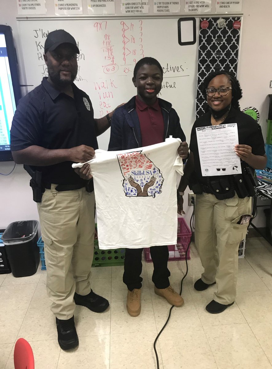 Campus Police officers Terry Thomas and Khaniya Clowers are working with students at <a href="/howardhshuskies/">Howard High School</a> and <a href="/hmsmacon/">Howard Middle School</a> to build capacity. This includes working with student organizations like SkillsUSA. We're all a part of the same team!