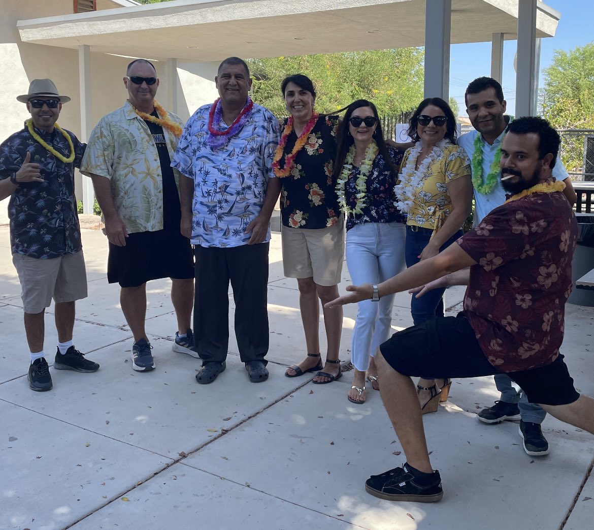 DVHS Staff participating in Tropical Day. Awesome staff. <a href="/BrawleyUnionHS/">Brawley Union HS</a> <a href="/BrawleyUHSD/">Brawley UHSD</a>
