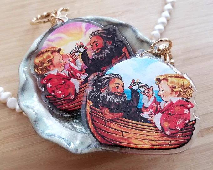 my back feels better so i finally got around to putting my leftover merch online. link in thread if you want old man keychains 
