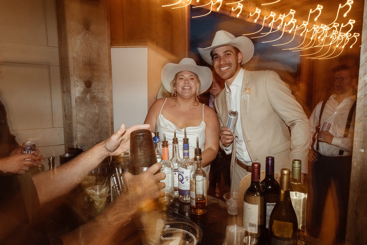 A cowboy and cowgirl walk into a bar…. 🤠 

#denverwedding #austinwedding #weddingcatering #eventbartending #barcatering #westernwedding