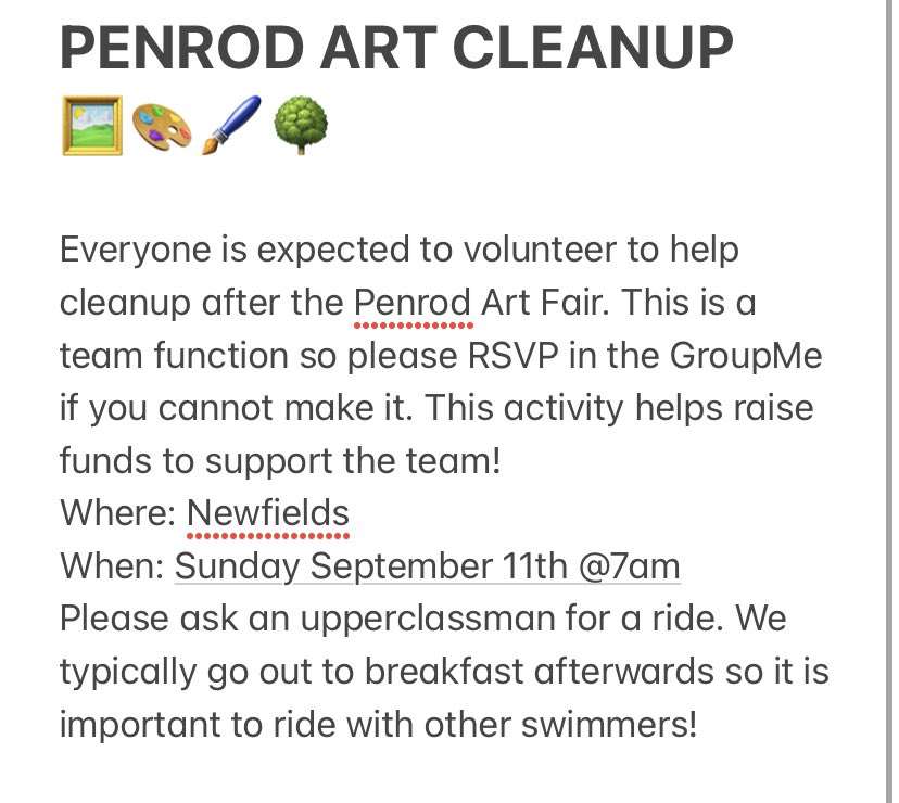 Annual Penrod Art Cleanup details: