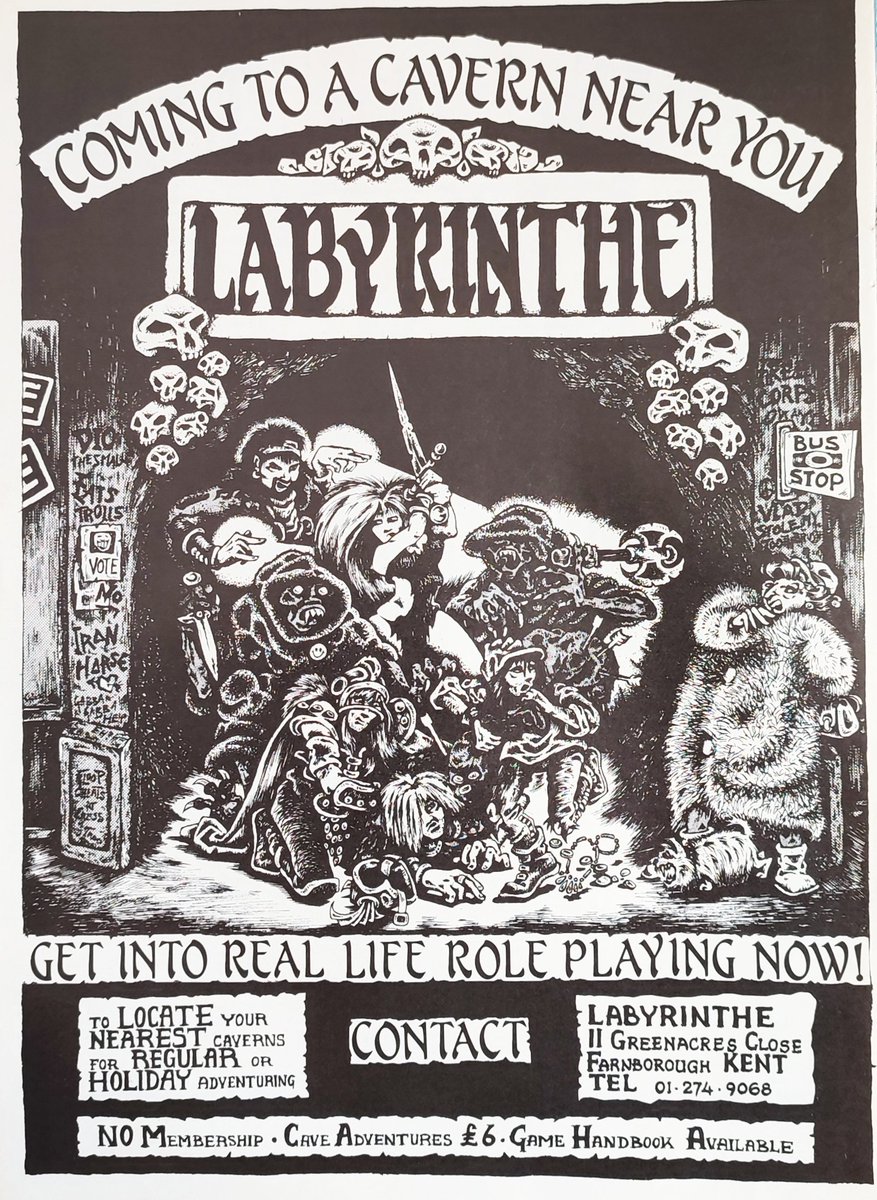 Brilliant advert for Labyrinthe "real-life" role playing games, Kent. 1988. Is this you <a href="/LabyrintheLRP/">Labyrinthe LRP</a> ? #DnD #roleplaying #RPG #WarhammerCommunity #80s