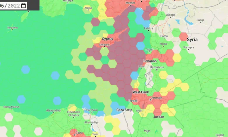 EasyTracGPS's tweet photo. Massive GPS jamming observed around Israel. Are anti-drone weapons to blame? https://t.co/16muo8Pgmn The European Organization for the Safety of Air Navigation said it is likely that the #GPS jamming comes from the use of anti-drone systems. https://t.co/5ayl9hmE03