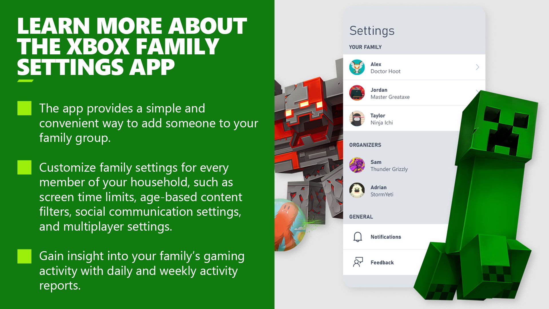 Aplicativo Xbox Family Settings